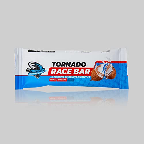 Tornado | RACE BAR TORNADO | Gusto Cocco Irresistibile | Altissimo contenuto Energetico | 186 kcal | Energia Istantanea e Prolungata | Ricca di Fibre e MCT | Ottima masticabilità | Senza Glutine