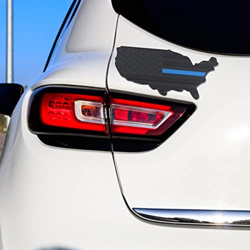 Image of American Flag Map Stickers, 2 Pack Auto Fender Emblems with USA Black Flag, 3D Metal US Flags Decal, 7 inchx4 inch Badge for Car Bumper, Universal Fit for Truck SUV Motorcycle Laptop (Black /Blue)