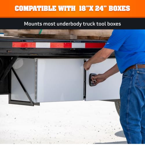 Image of Buyers Products 1701010B Heavy Duty Bolted Black Structural Steel Mounting Brackets for Underbody Truck Tool Box, Set of 2, 18 inch x 24 inch, Corrosion Resistant, Universal Hole Pattern For Quick Mounting