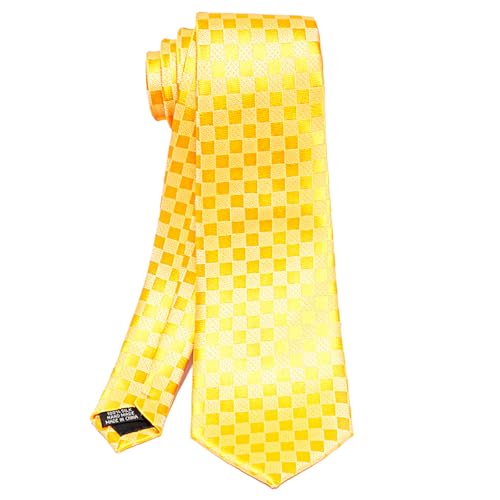 Image of 5PCS Mens Silk Tie, Pocket Square, Cufflinks, Drilled Tie Ring and Lapel Pin Set for Wedding Groom Party