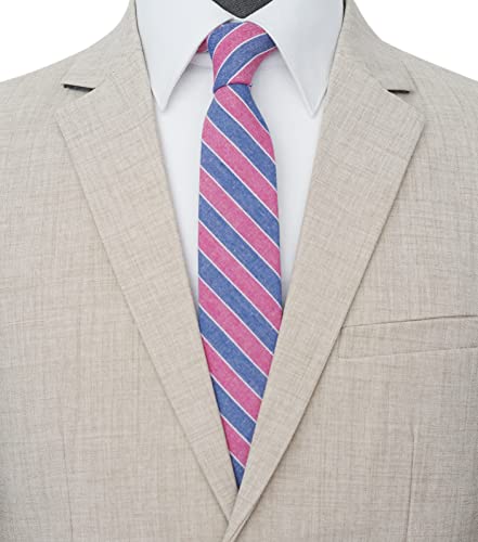 Image of BELLUNO Men's 2.5 inch Skinny Solid Cotton Linen Ties