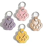 Evowatt 4pcs Pet Paw Shape Leather Keychains, Handmade Fur Keepsake for Cats and Dogs, Unique Pet Hair Memorial Key Rings, Cute Fur Storage Gifts for Bags and Handbags (Light Colors)