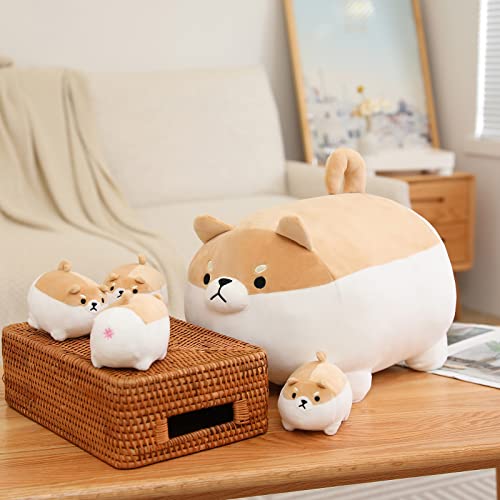 Sqeqe Stuffed Animal Shiba Inu Plush Toy With 4 Baby Shiba Inu Plushies In Her Tummy, Stuffed Cotton Plush Animal Toy Gift For Kids #TOP3