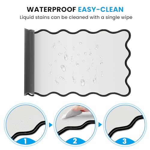 Image of Leather Desk Mat, XXL Large 31.4x15.7in Scalloped Gaming Mouse pad,Non-Slip Rubber Base Keyboard Pad Mousepad for Laptop Computer Game Home Office,Waterproof and Oilproof Desktop Mat I Gray