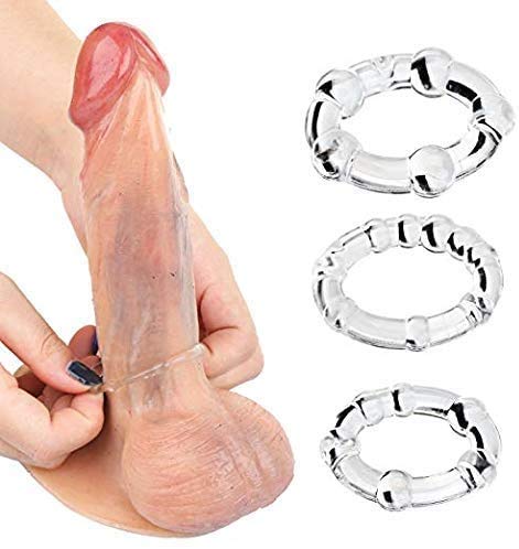 3Pcs/Set Clear Jelly Crystal Silicone Extra Soft Stretchable Rubber Bands Pè??s R?ng C??k R?ngs for Men and Women Pleasure