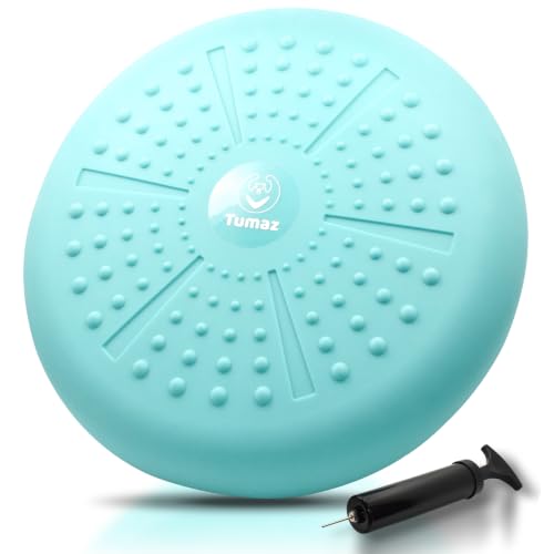 Image of Tumaz Wobble Cushion - Wiggle Seat to Improve Sitting Posture & Stay Focused for Sensory Kids, Balance Disc to Core Strength & Flexible Seating [Extra Thick Balance Board, Pump Included Wobble Board]