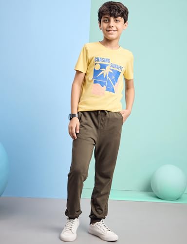Image of Amazon Brand - Symbol Boys 100% Cotton Graphic Printed Half Sleeves T-Shirt | Age 6-14 Years (Available in Combo Pack of 3 and 5)