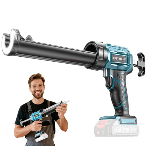 Electric Caulking Gun Compatible with Makita Battery Cordless Caulk Gun with LED Light 4 Adjustable Speeds 10OZ/300ML Caulk Gun for Filling Sealing (Battery Not Included)
