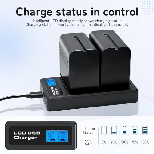 Batería NP-F970 de 8800 mAh y cargador USB doble para monitor de campo y focos LED de video 3