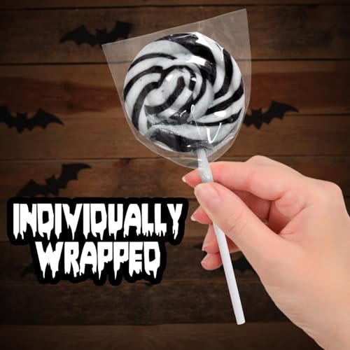 Halloween Lollipops 24pcs Black and White Swirl, Blue-Raspberry - image 3