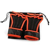 Fitness Grips Pads Guante de Levantamiento de Pesas Antideslizante y Grueso, empuñaduras de Mano for Gimnasio, Pesas Rusas, Almohadillas de Agarre, protección for Fitness, 1 par(Black Orange,S)