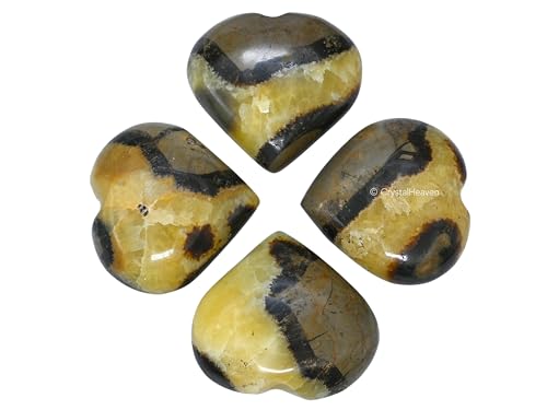 Image of Certified Septarian Crystal Heart Palm Pebbles Stones for Anxiety Stress Relief Massage - AAA Grade Original Healing Gemstone Agate Heart Palm Stone for Yoga Meditation Spiritual