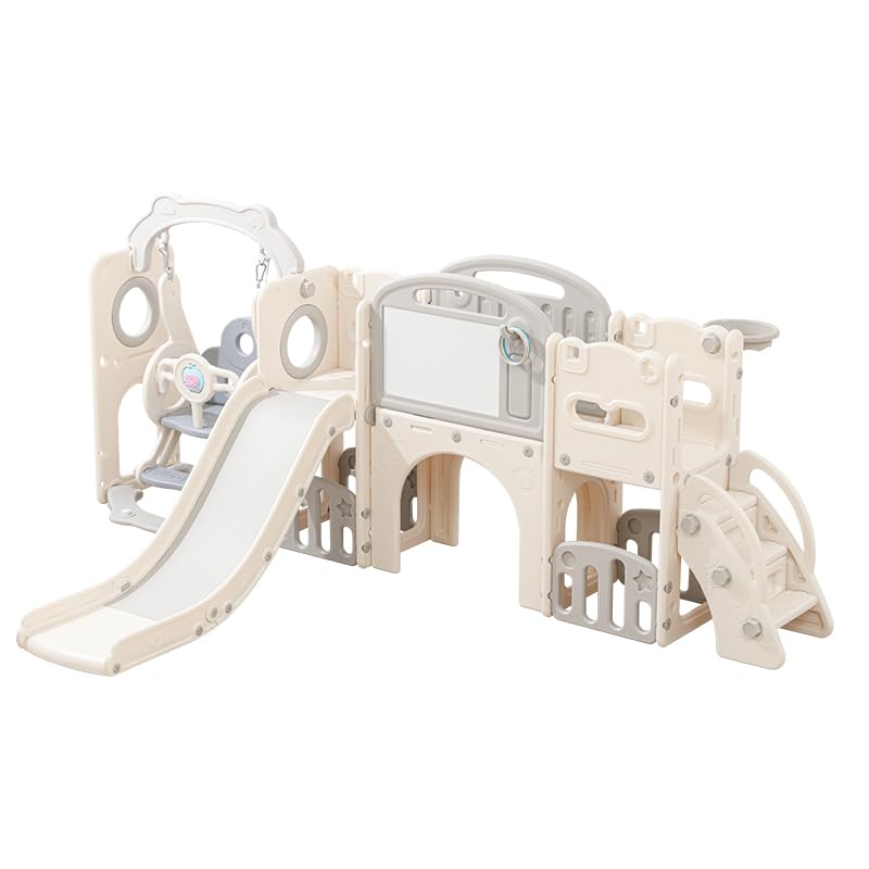 Lovgrils 12 in 1 Toddler Outdoor Playset with Swing, Indoor Swing and Slide Set Playground for Toddlers 1-3, Durable Climber Basketball Hoop Ball...