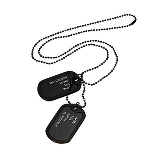 Swiftswan Herren Black Military 2 Hundemarke Kette Anhänger Halskette N045 Cover