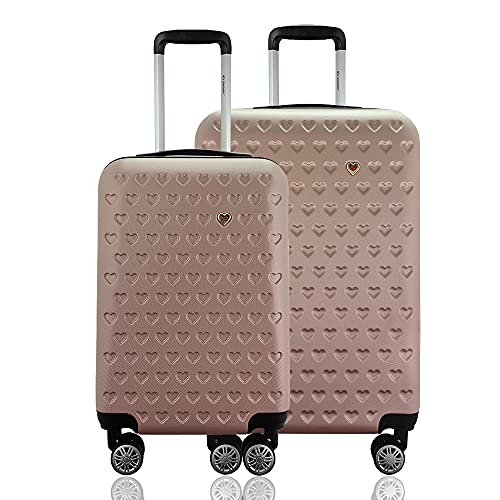 Kit Conjunto 2 Malas Rígidas 360º com TSA - Gladiador C1PM (Rose Gold)