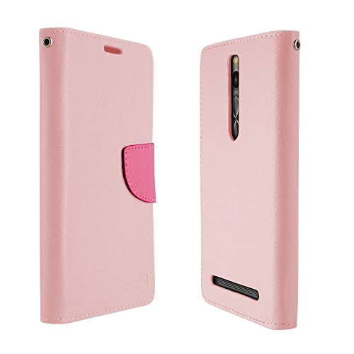 Zenfone 2 Case, Coveron® [Carryall Series] Flip Wallet Phone Cover Strap Pouch For Asus Zenfone 2 (5.5") Ze551Ml - Light Pink & Hot Pink #TOP3