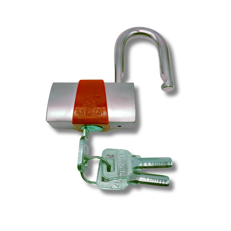 Image of Heavy-Duty Nickel Plated Padlock 60 MM Lock and 3 Keys Hardened Elecrtronic Key Padlock Shackle Security Lock for Garage, Door, Containers, Shutter, Locker, Gates (Multicolor)