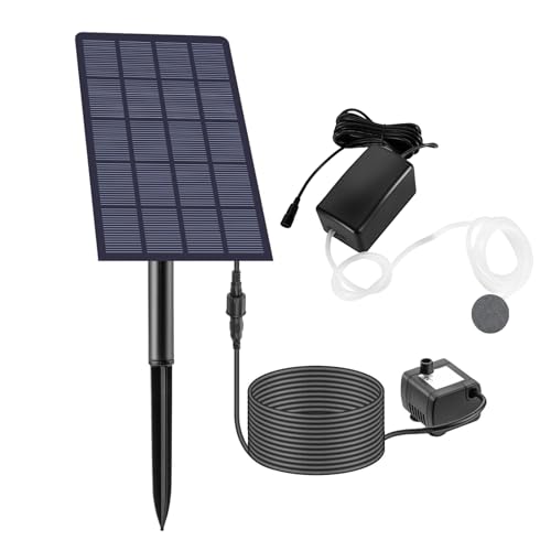 Murman Teichbelüfter Mit Akku, 2.5W Teichpumpe Solar Sauerstoffpumpe Für Teich Außen Gartenteich Fischteich, Aquarium Belüfter Solar Teich Belüfterpumpe, Luftpumpe Aquarium Mit Luftschläuche