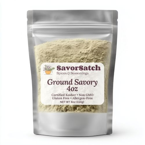 SavorSatch Ground Savory – 4 oz Resealable Stand-Up Pouch | Aromatic Culinary Herb for Cooking, Seasoning & Spice Blends