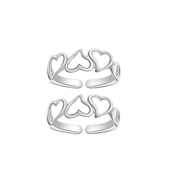 14K Gold Over .925 Sterling Silver Heart Shape Adjustable Toe Ring for Women's