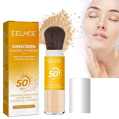 Mrettick Protector Solar Mineral en Polvo SPF 50 PA++ para Cara, Control de Aceite, Acabado Mate Natural, Duradero, Ligero, Transpirable, Translúcido para Toda la Piel
