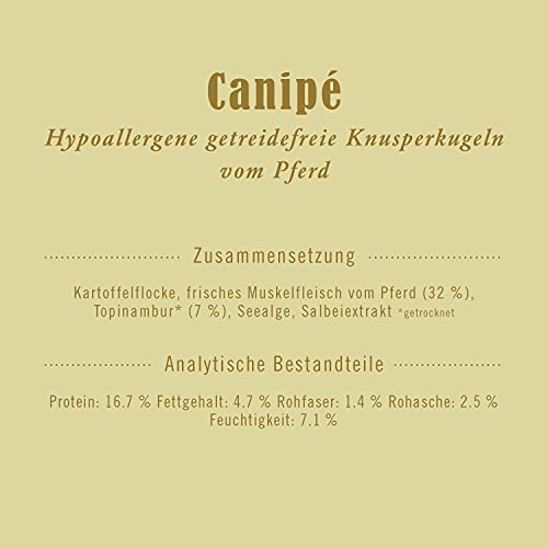 Terra Canis Pferd - Canipé Hypoallergen Knusperkugeln, 200g I Hundesnack in 100% Lebensmittelqualität Aller Rohstoffe | getreidefrei
