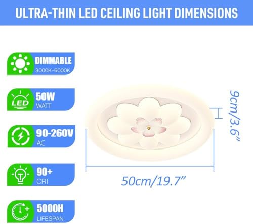 Lampe de plafond encastrée fleur moderne design crème nordique - 5