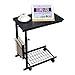 Höhenverstellbar Beistelltisch,Tragbarer Sofatisch auf Rollen,Laptoptisch in C-Form, Kleiner Couchtisch, Kaffeetisch mit Ablagekorb, Mobiler Serviertisch, Wohnzimmertisch, Gestell aus Metall, 50x30cm