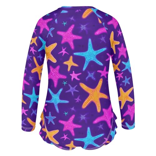 ALAZA Toddler Swimsuit Girl Bathing Suit Swimwear Rash Guard Bright Starfish Long Sleeve 3T3