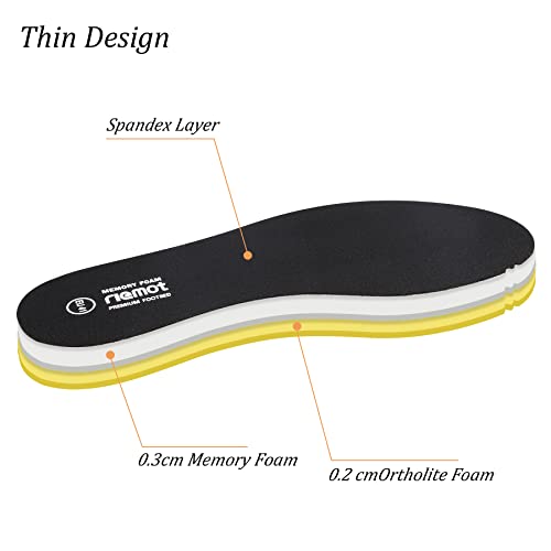 Image of riemot Memory Foam Insoles for Men Women, Super Soft Replacement Innersoles for Sneakers Walking Shoes Boots Liners, Thin Comfort Cushioning Shoe Insert Black-5mm EU 46