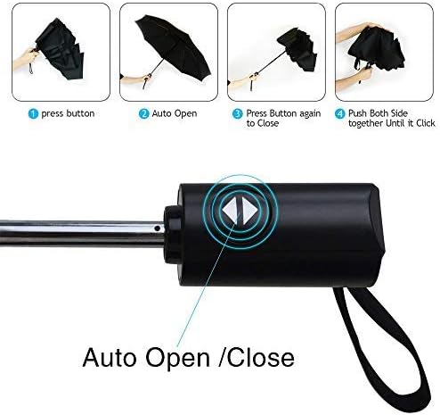 SIEPASA Windproof Travel Compact Umbrella-Automatic Umbrellas for Rain- Folding Umbrella, Travel Compact Umbrella.(Inverted/Black) - Image 4