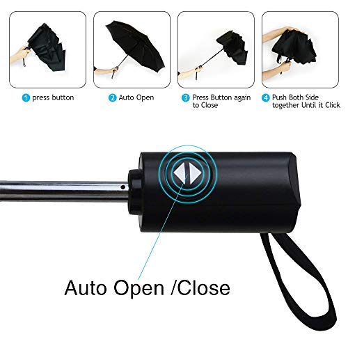 Image of SIEPASA Windproof Travel Compact Umbrella-Automatic Umbrellas for Rain- Folding Umbrella, Travel Compact Umbrella.(Inverted /Black)