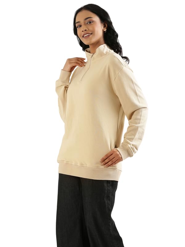 Image of SAADAA Unisex Zip Neck Sweatshirt | Quarter Zip High Neck | Cotton-Blend Fleece| Winter Wear Sweatshirt with Pockets | Casual Fit