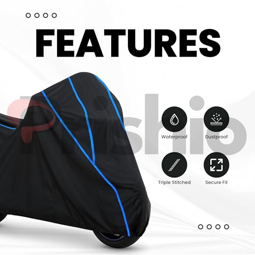 Image of Waterproof Bike Cover for TVS Sport | Heavy Duty Polyester | All-Weather, Dustproof, UV Protection | Triple Stitched Elastic Hem, Snug Fit Black
