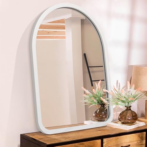 Small Arch Rustic Mirror Wood Framed Wall Mirror Arched Bathroom Bedroom Farmhouse Decorative Hanging Mirror 14" x 10"