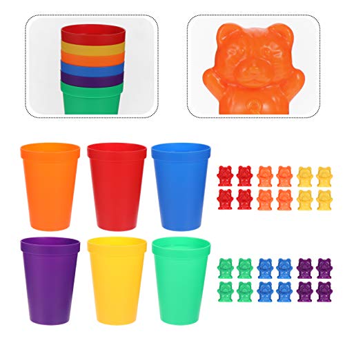 STOBOK 66 PeÃ§as Contando Brinquedos de Urso Contadores de Urso E Copos de ClassificaÃ§Ã£o Combinand