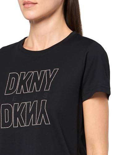 Image of DKNY Women's Short Sleeve V-Neck Mesh Ruched Knit Top