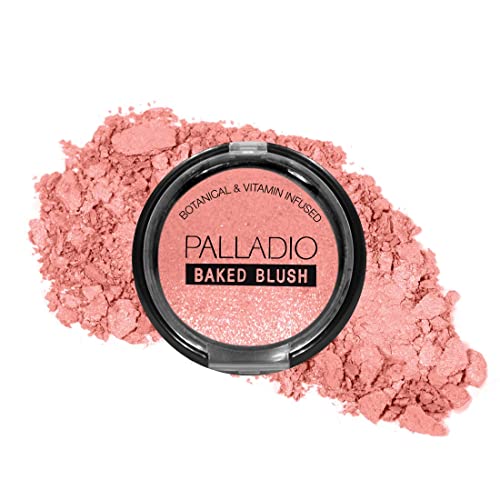 Palladio Baked Blush, Highly Pigmented Shimmery Formula, Easy to Blend and Highly Buildable