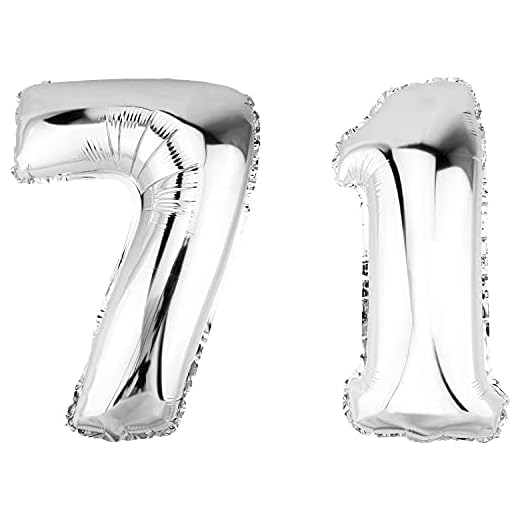 DekoRex Globo plateado de 82 cm para cumpleaños, bodas (número 71)