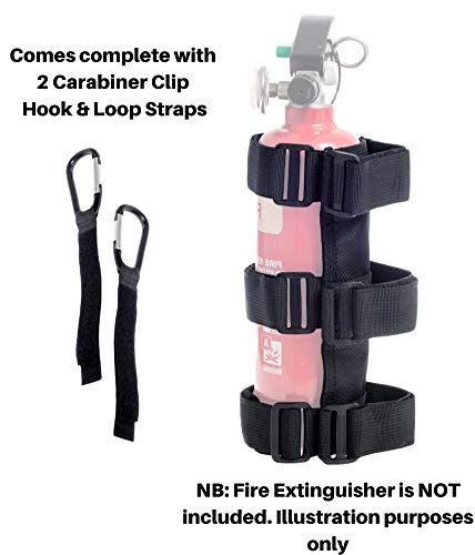 ZUJARA Roll Bar Fire Extinguisher Holder Comes with 2-Pack Carabiner Clip Straps