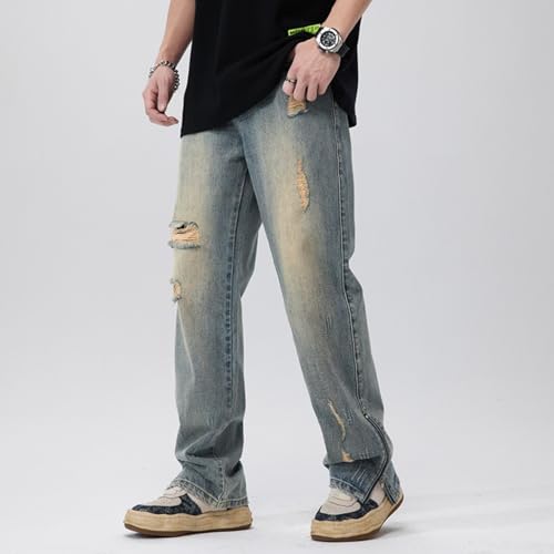 Jeans Pants Trousers Denim Spring and Autumn Men's Japanese Loose Retro Look Skinny Punched Harun4