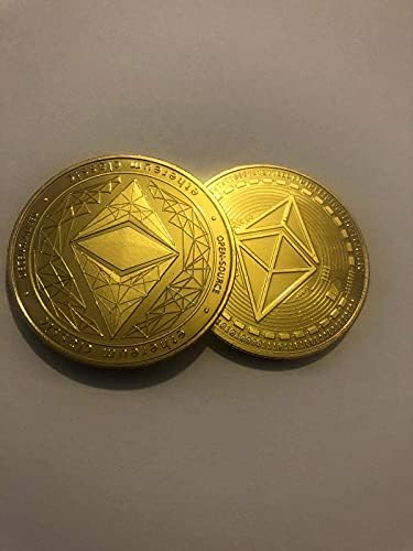 M&M3 Gold Ethereum Coin Commemorative Round Collectors Coin Crypto Currency Coin Display Gold Physical Blockchain Crypto Currency in Protective Collectable Gift.