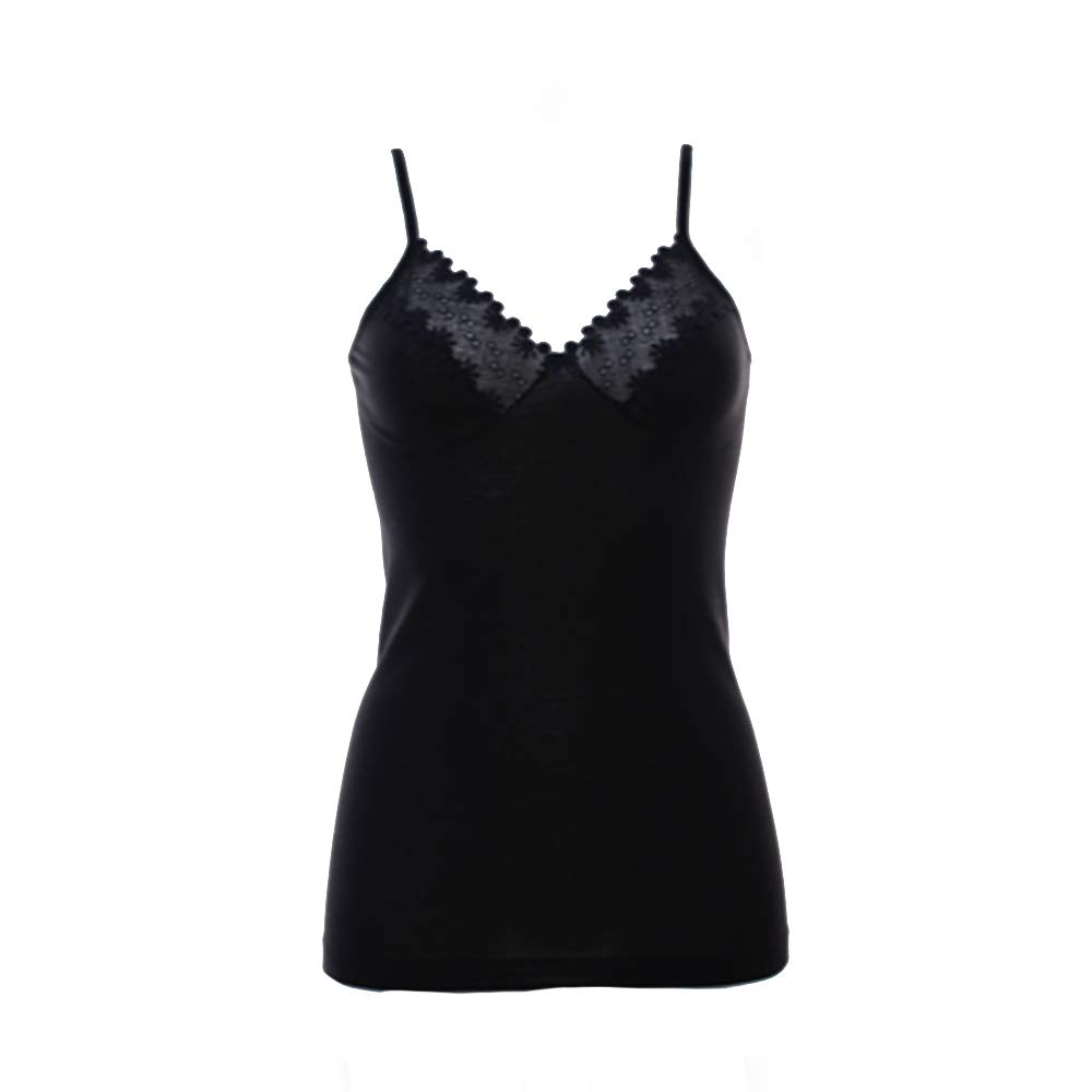 GICIPI (3pz) Canottiere Donna con Forma del Seno Incrociate Ricamate Top in Cotone Filo di Scozia (3pz) (IT, Testo, 3XL, Regular, Regular, Nero)