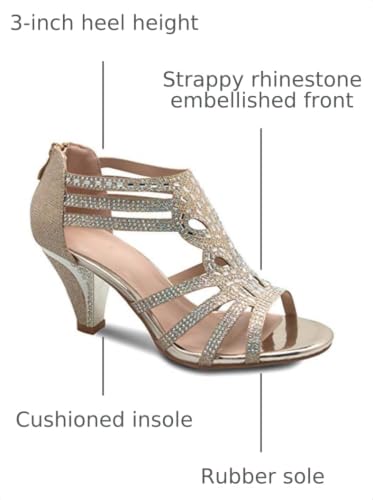 Image of Olivia K Women's Open Toe Strappy Rhinestone Dress Sandal Low Heel Wedding Shoes White Glitter - adorable, comfortable