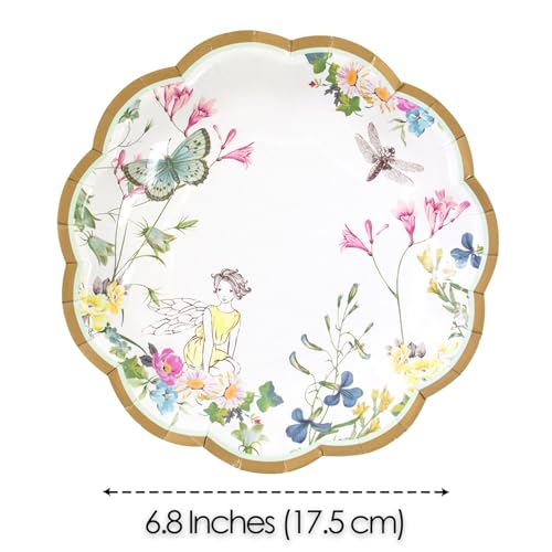 Talking Tables Fairy Paper Plates-Pack of 12 | Flowers and Butterflies Design | for Girls Birthday Party Supplies, Baby Shower, Cute and Pretty, FAIRYPLATES