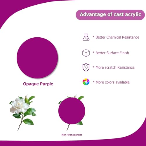 Image of 2 Pack Round Acrylic Sheet, 2.7~3mm Thick Acrylic Plastic Sheets Plexiglass Boards for Laser Cutting and DIY Craft Projects (Opaque Purple, 6 Inch Diameter)