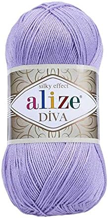 Alize Hand Knitting Yarn 100% Microfiber Acrylic Yarn Diva Silk Effect Thread Crochet Art Lace Craft Lot of 4 skeins 400gr 1532yds (158)