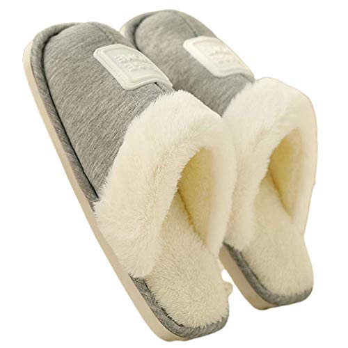 Pantoufles d'hiver en fausse fourrure femme chausson chaud gris à nœud pointure 35 36