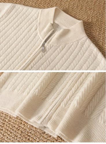 Men's 100 Percent Wool Knit Sweater with Zipper Stand Up Collar Cardigan Solid Color Loose Knitted Cardigan3