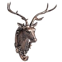 Greensen Wall Hanger Deer Head Single Wall Hook, Hanger Animal Shaped Coat Hat Hook Coat Rack, Animal Hook Jewelry Key Scarf Wall Hanger Creative Deer Head Self Adhesive Home Decor 15x7x16cm